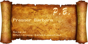 Presser Barbara névjegykártya